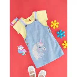 Pantaloons Baby Kids Yellow & Blue Cotton Printed T-Shirt & Dungaree-picture-37