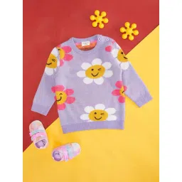 Pantaloons Baby Lavender Cotton Floral Print Full Sleeves Sweater-picture-44