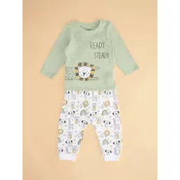 Pantaloons Baby Light Green & White Printed Full Sleeves T-Shirt with Pants-picture-18
