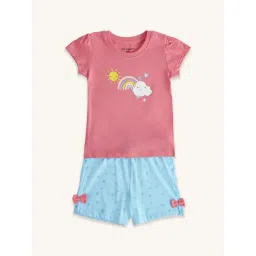 Pantaloons Baby Pink & Blue Cotton Printed T-Shirt Set-picture-27