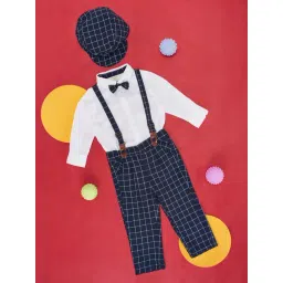 Pantaloons Baby White & Navy Checks Full Sleeves Shirt, Pants, Cap, Bow with Suspender-picture-25