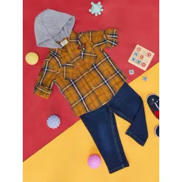 Pantaloons Baby Yellow & Blue Checks Full Sleeves Shirt with Jeans-picture-25