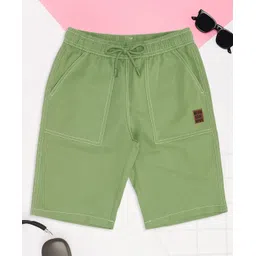 Pantaloons Junior 100% Cotton Knit Solid Shorts - Green-picture-14