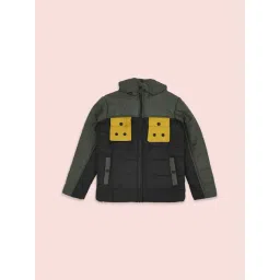 Pantaloons Junior Black & Yellow Color Block Full Sleeves Jacket-picture-16