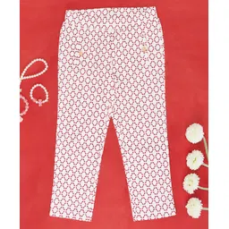 Pantaloons Junior Block Motif Printed Trousers & Pants - White-picture-16