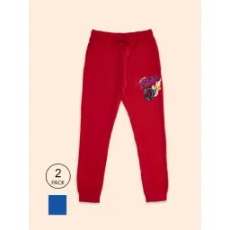 Pantaloons Junior Blue & Red Cotton Printed Trackpants (Pack of 2)-picture-42