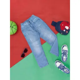 Pantaloons Junior Blue Cotton Distressed Jeans-picture-30