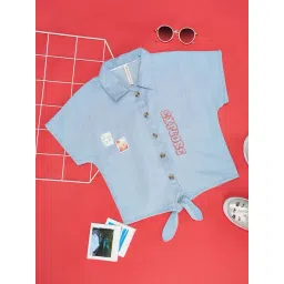 Pantaloons Junior Blue Cotton Embroidered Top-picture-32