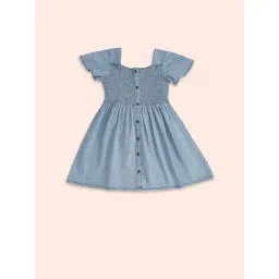 Pantaloons Junior Blue Cotton Textured Pattern Dress-picture-12