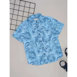 Pantaloons Junior Boys Alaskan Blue Cotton Printed Shirt-picture-39