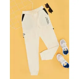 Pantaloons Junior Boys Antique White Cotton Solid Track Bottoms & Joggers-picture-24