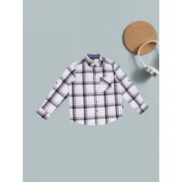 Pantaloons Junior Boys Bright White Cotton Checks Shirt-image-32
