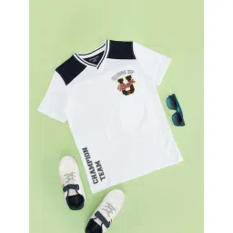 Pantaloons Junior Boys Bright White Cotton Printed T-Shirts-picture-42