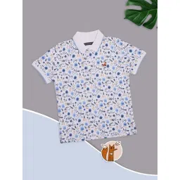 Pantaloons Junior Boys Bright White Printed Polos-picture-10