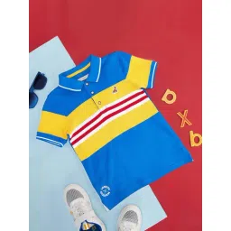 Pantaloons Junior Boys Cobalt Blue & Yellow Cotton Color Block Polo T-Shirt image 1
