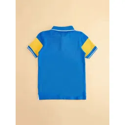Pantaloons Junior Boys Cobalt Blue & Yellow Cotton Color Block Polo T-Shirt image 4