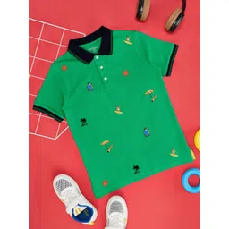 Pantaloons Junior Boys Conversational Print Polo Collar Cotton T-shirt-picture-40