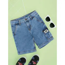 Pantaloons Junior Boys Dusk Blue Cotton Solid Shorts-picture-31