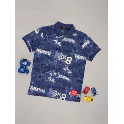 Pantaloons Junior Boys Estate Blue Cotton Printed T-Shirts-picture-14