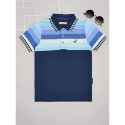 Pantaloons Junior Boys Estate Blue Cotton Striped Casual Tops & Tees-image-22