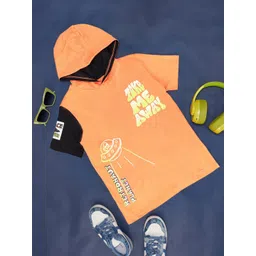 Pantaloons Junior Boys Graphic Printed Hooded Cotton Regular T-shirt-picture-35