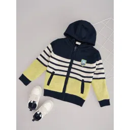 Pantaloons Junior Boys Green Acrylic Striped Sweater-image-9