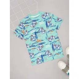 Pantaloons Junior Boys Ice Green Cotton Printed T-Shirts-picture-38