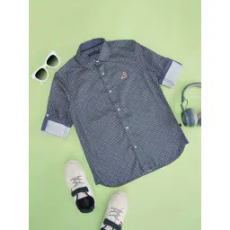 Pantaloons Junior Boys Insignia Blue Cotton Printed Full Sleeves Shirts-picture-45