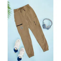 Pantaloons Junior Boys Khaki Cotton Solid Track Bottoms & Joggers-image-10