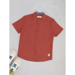 Pantaloons Junior Boys Maroon Cotton Solid Shirt-picture-31