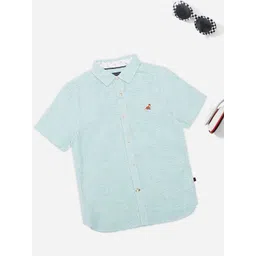 Pantaloons Junior Boys Micro Checked Spread Collar Cotton Casual Shirt-picture-17