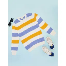 Pantaloons Junior Boys Multicolor Striped Full Sleeves Sweaters & Cardigans-picture-31