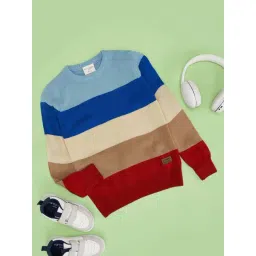 Pantaloons Junior Boys Multicolor Striped Full Sleeves Sweaters & Cardigans-picture-28