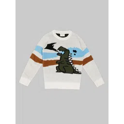 Pantaloons Junior Boys Printed Round Neck Long Sleeves Pullover Sweater-picture-57