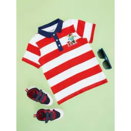 Pantaloons Junior Boys Red & White Cotton Striped Full Sleeves T-Shirts-picture-19