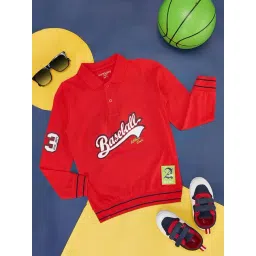 Pantaloons Junior Boys Red Cotton Printed Full Sleeves Polo T-Shirt-picture-36