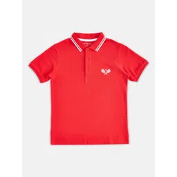 Pantaloons Junior Boys Red Solid Polo Collar Cotton T-shirt-picture-28