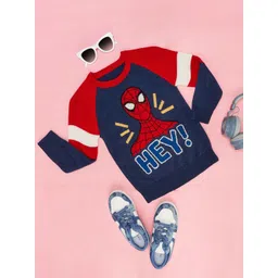 Pantaloons Junior Boys Round Neck Spider-Man Self Design Ribbed Pullover-picture-40