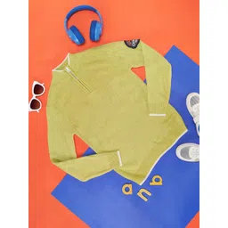 Pantaloons Junior Boys Self Designed Mock Collar Acrylic Pullover-picture-23