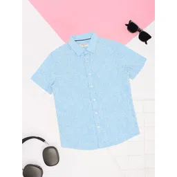 Pantaloons Junior Boys Spread Collar Abstract Printed Cotton Casual Shirt-picture-41