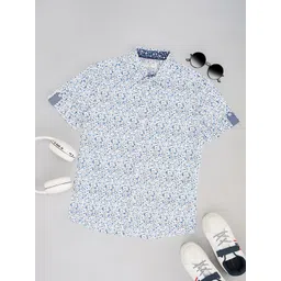 Pantaloons Junior Boys Spread Collar Floral Printed Cotton Casual Shirt-picture-26