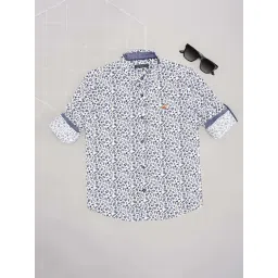 Pantaloons Junior Boys Star White & Blue Cotton Printed Full Sleeves Shirts-picture-21