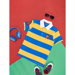 Pantaloons Junior Boys Striped Polo Collar Cotton T-shirts-picture-44