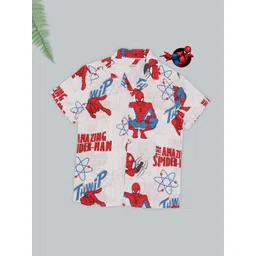 Pantaloons Junior Boys Superhero Printed Cuban Collar Pure Cotton Casual Shirt-picture-15