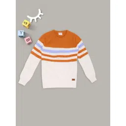 Pantaloons Junior Boys Tangerine Striped Sweater-picture-41