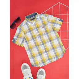 Pantaloons Junior Boys Tartan Checked Pure Cotton Casual Shirt-picture-48