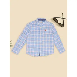 Pantaloons Junior Boys Tartan Checked Spread Collar Pure Cotton Casual Shirt-picture-58