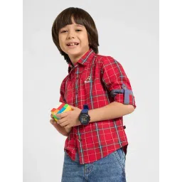 Pantaloons Junior Boys True Red Checks Shirt-picture-37