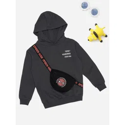 Pantaloons Junior Boys Typography Printed Full Sleeves Hooded Sweatshirt-picture-13