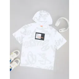 Pantaloons Junior Boys White Cotton Printed Hooded T-Shirt-picture-28